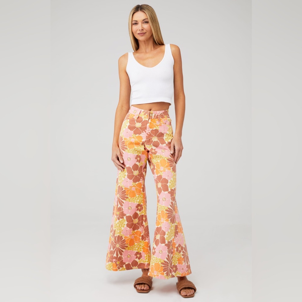 Show Me Your Mumu Windsor Wide Leg Pants in Retro Garden Size 29